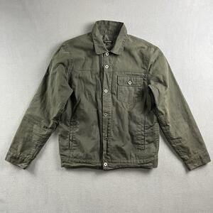 Flint and Tinder Waxed Jacket Mens Large Green Trucker Button Outdoor Workwear
